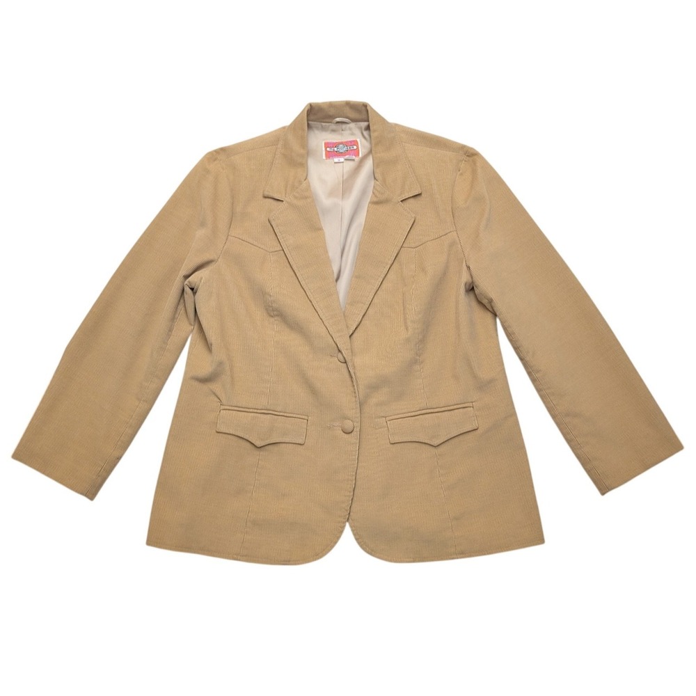 Vintage Ms. Pioneer Corduroy Western Blazer Women 18 Tan‎ Elbow Patches